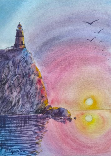 Faro uccellini originale - uccellini, opere